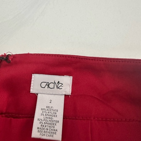 Cache Red Pencil Skirt Knee-Length Slit - Picture 5 of 7